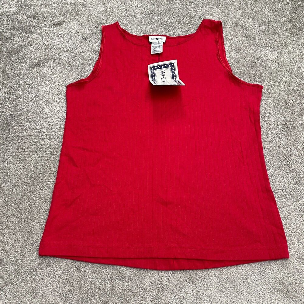 White Stag Ballet Knitted Basic Tank top Womens XL Red 100% Cotton Casual NWD